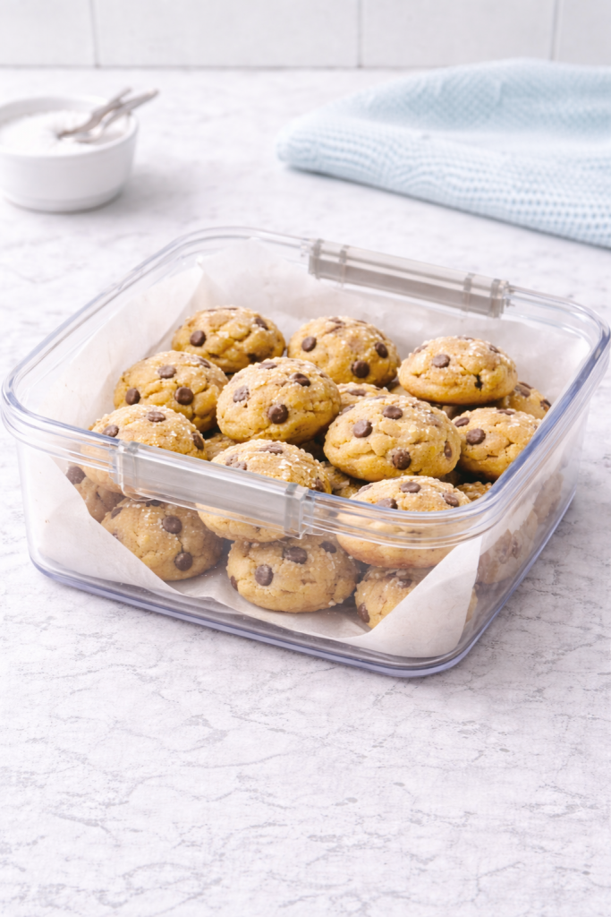 How to Store and Freeze Mini Cookies Properly in an airtight container lined with parchment paper