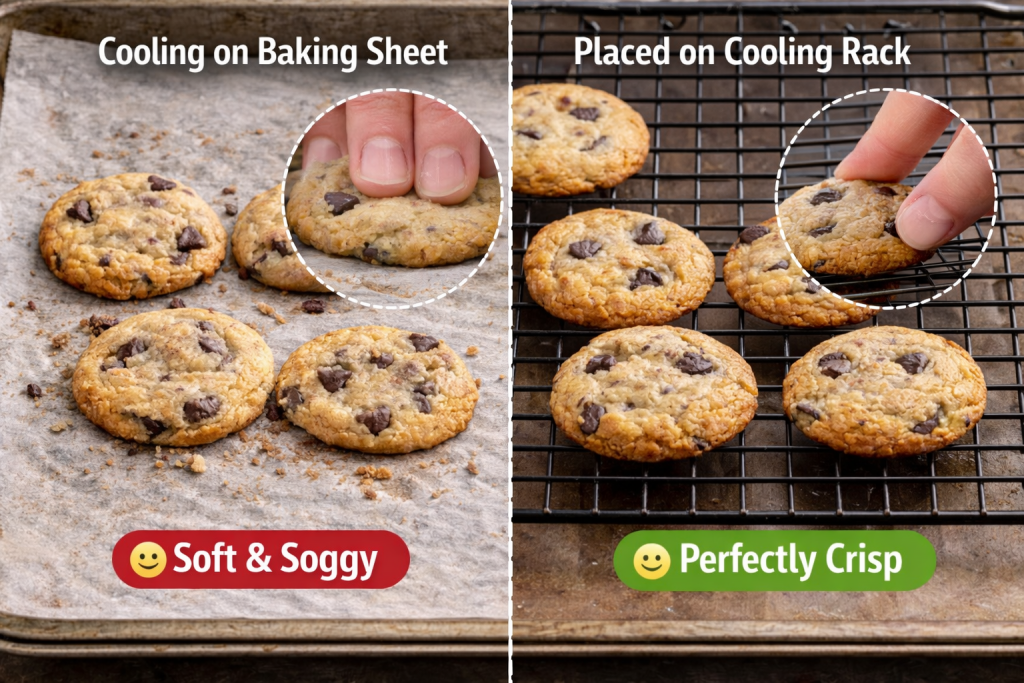 Mini cookies cooling on a wire rack after baking