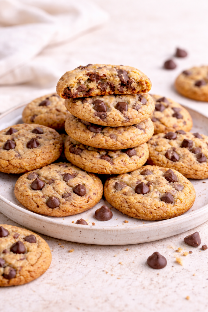 Mini gluten free cookies stacked and ready to serve