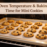 Mini chocolate chip cookies baking evenly on a sheet pan inside a preheated oven